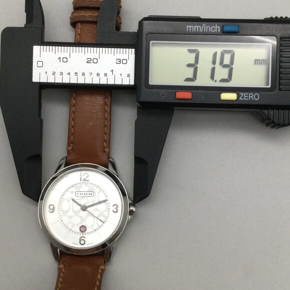 Coach Watch Women 32mm Silver Tone Logo Dial Date Leather Band New Battery main image 15